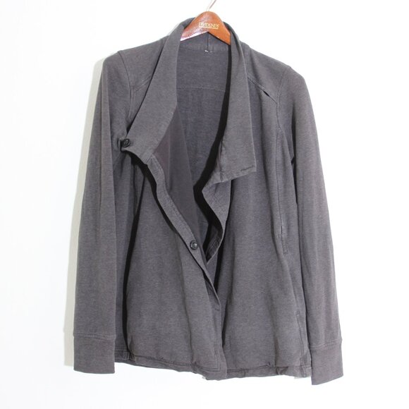 Lululemon Coast Wrap II Heathered Black Gray Cardigan Sweater Open Front Size 6 - Picture 4 of 15
